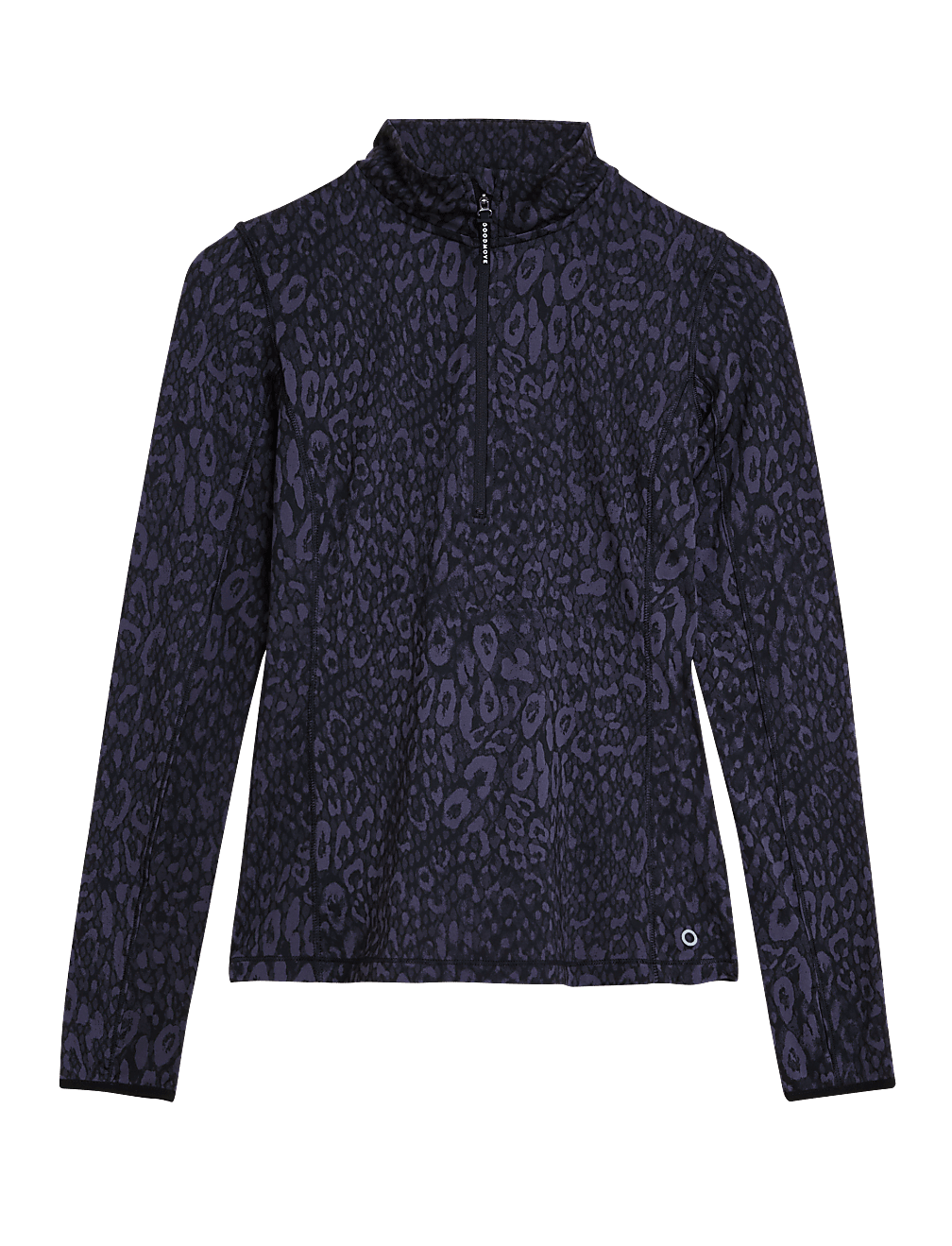 Printed Funnel Neck Half Zip Running Top
