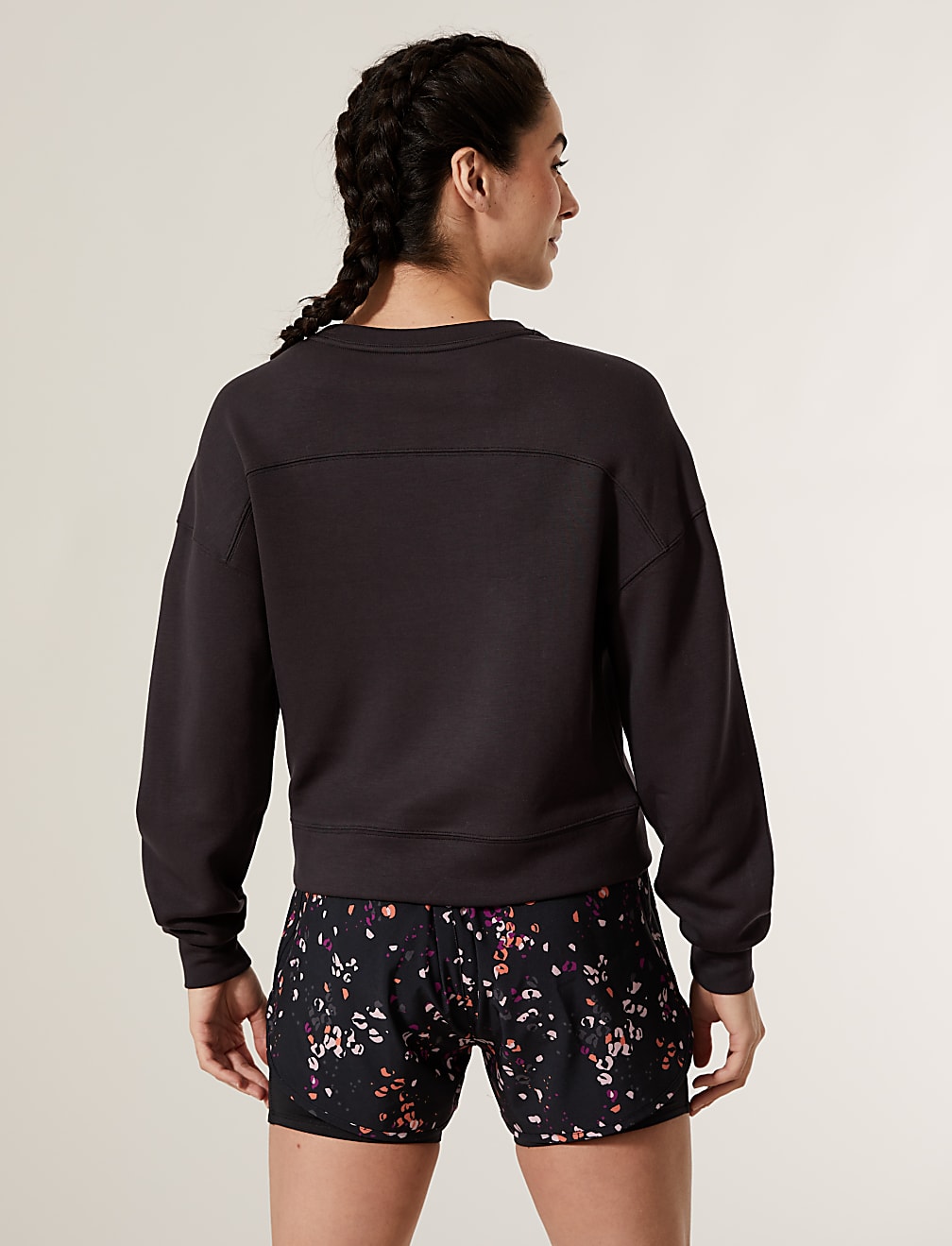 Crew Neck Long Sleeve Cropped Sweatshirt