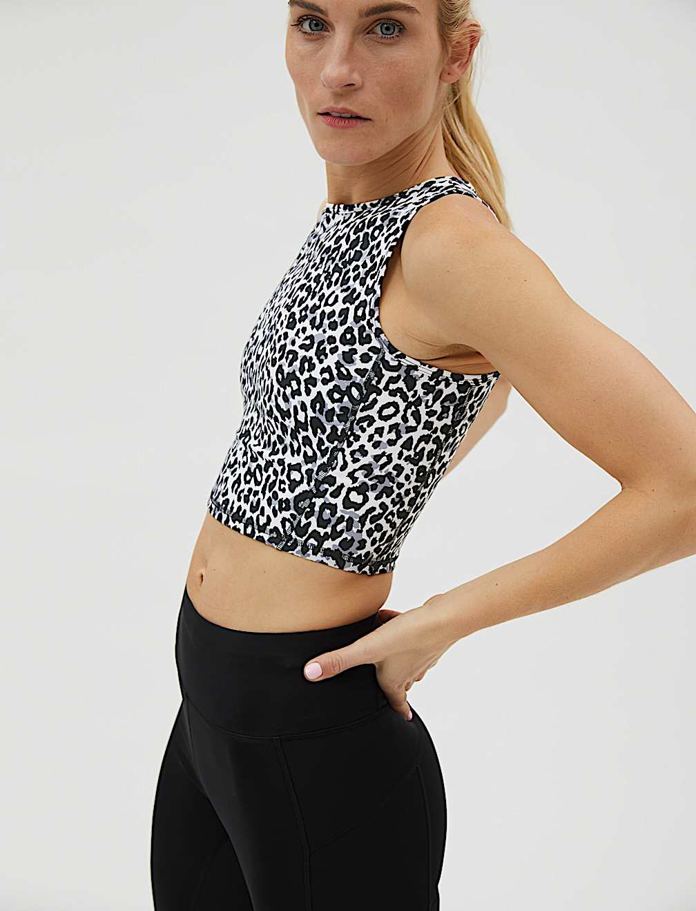 Printed Scoop Neck Cropped Vest Top '