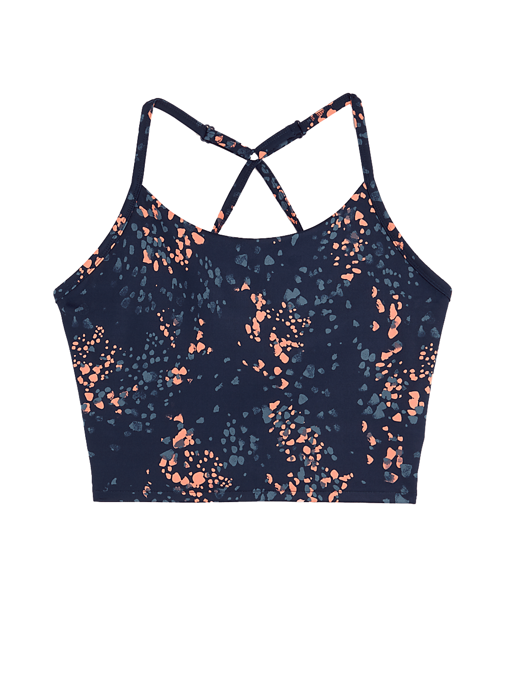 Printed Strappy Cross Back Crop Top