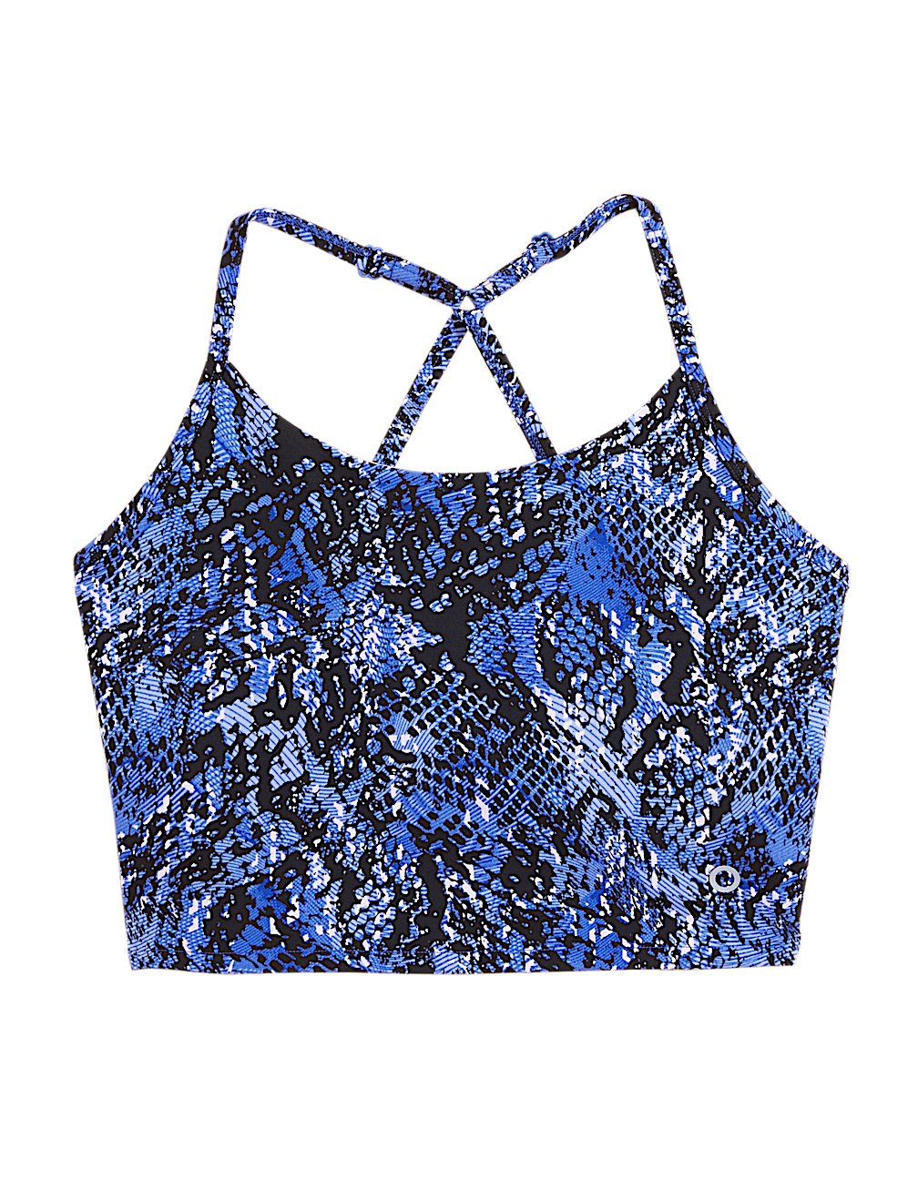 Printed Strappy Cross Back Crop Top