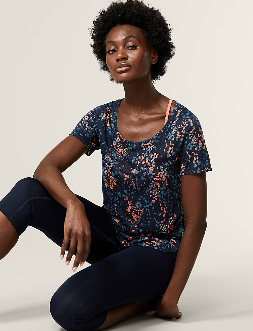 Printed Scoop Neck 2-in-1 T-Shirt
