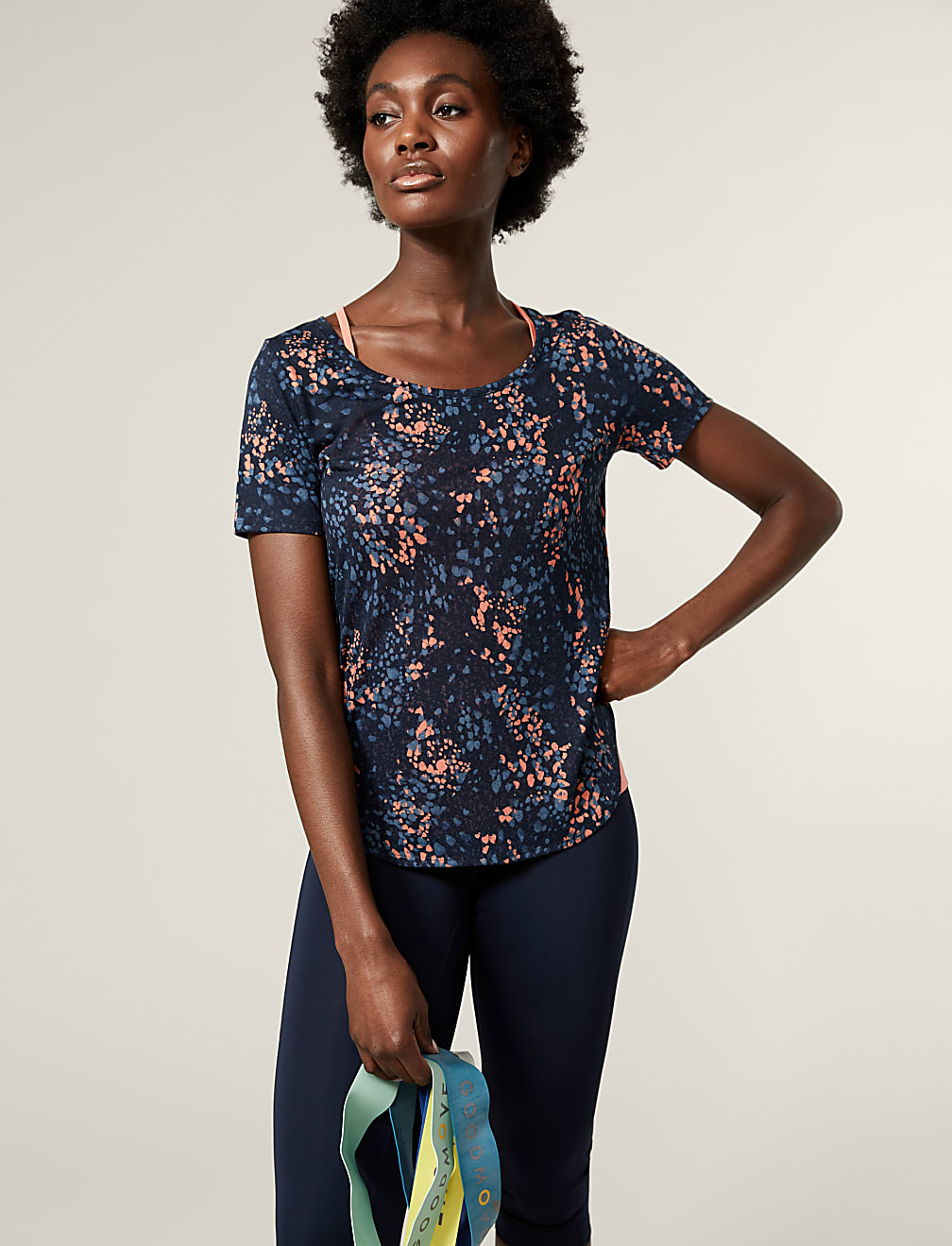 Printed Scoop Neck 2-in-1 T-Shirt