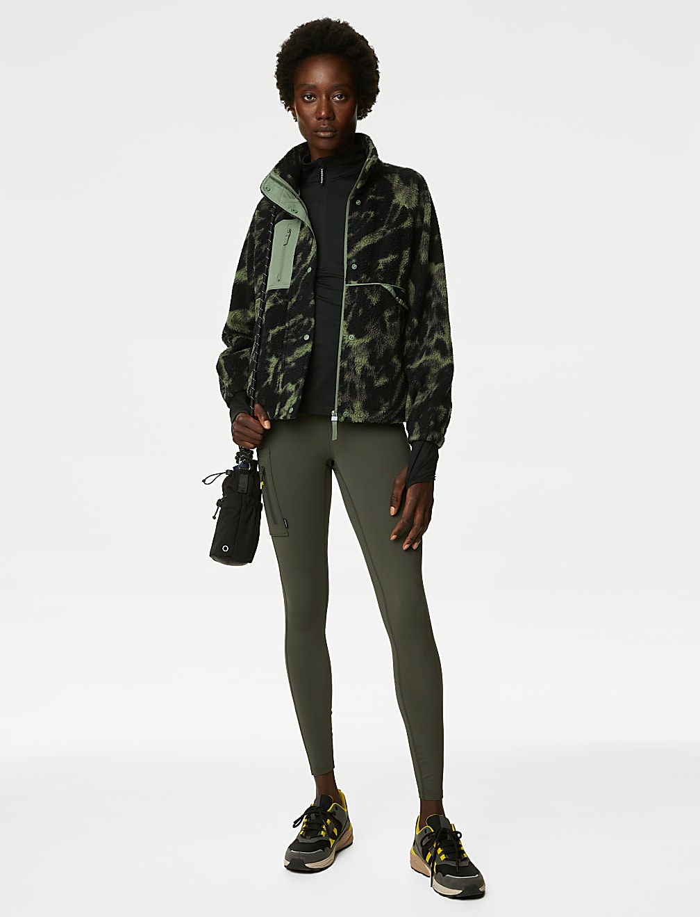 Borg Printed Fleece Cropped Jacket