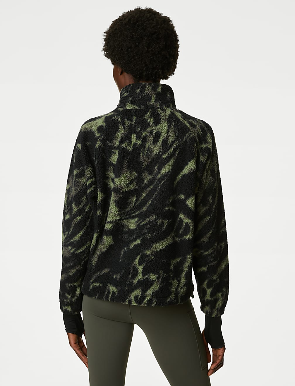Borg Printed Fleece Cropped Jacket