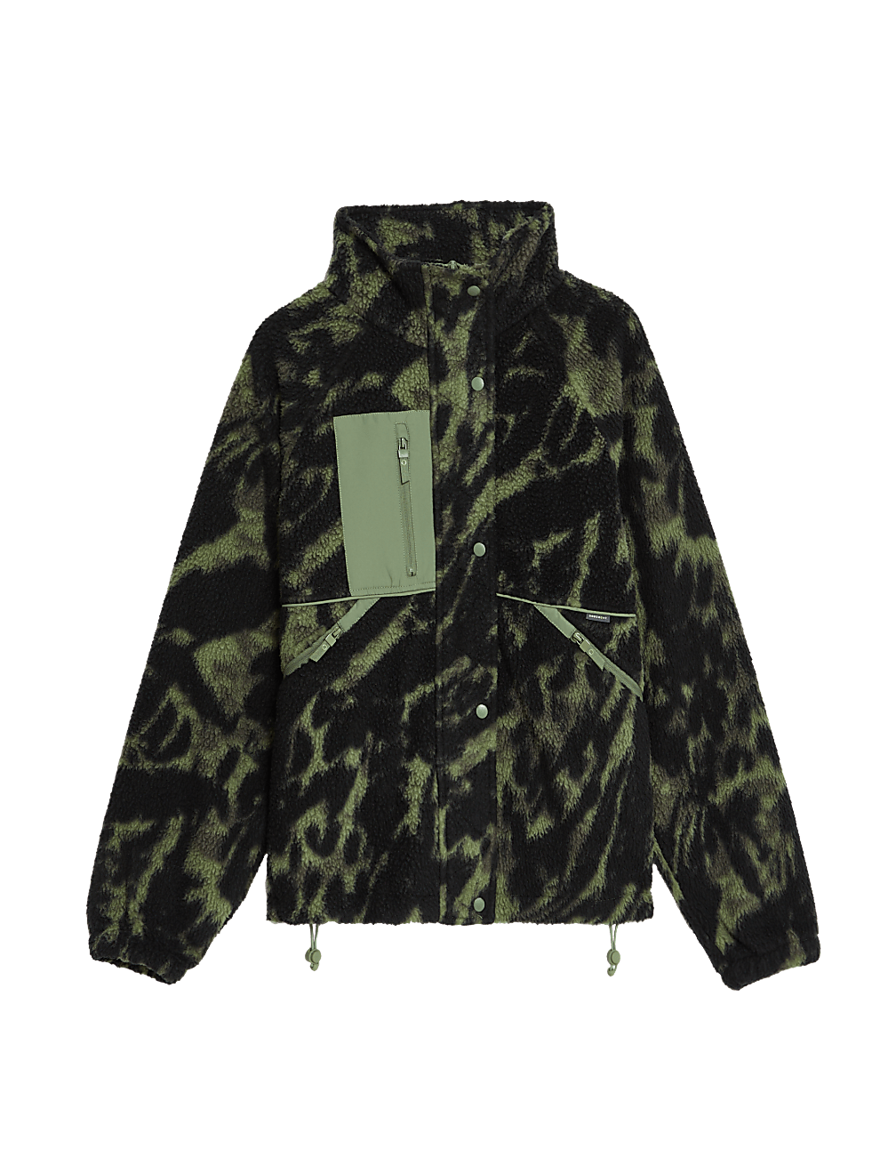Borg Printed Fleece Cropped Jacket
