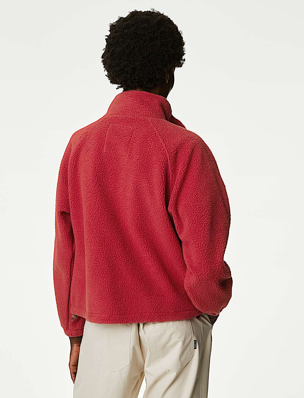 Borg Zip Up Fleece Cropped Jacket