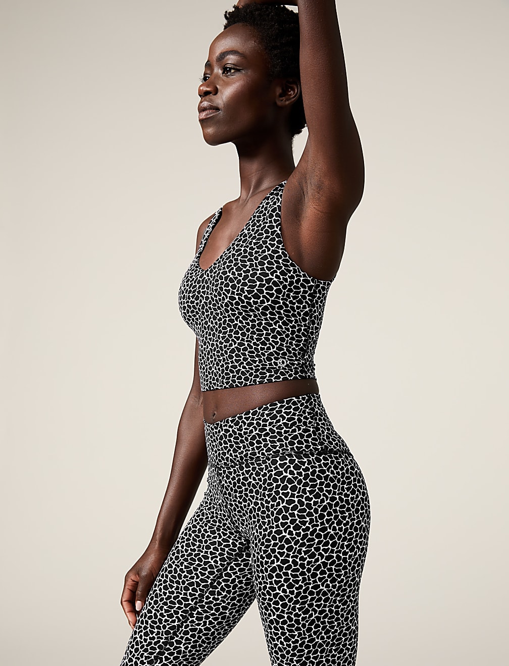 Printed V-Neck Padded Yoga Crop Top