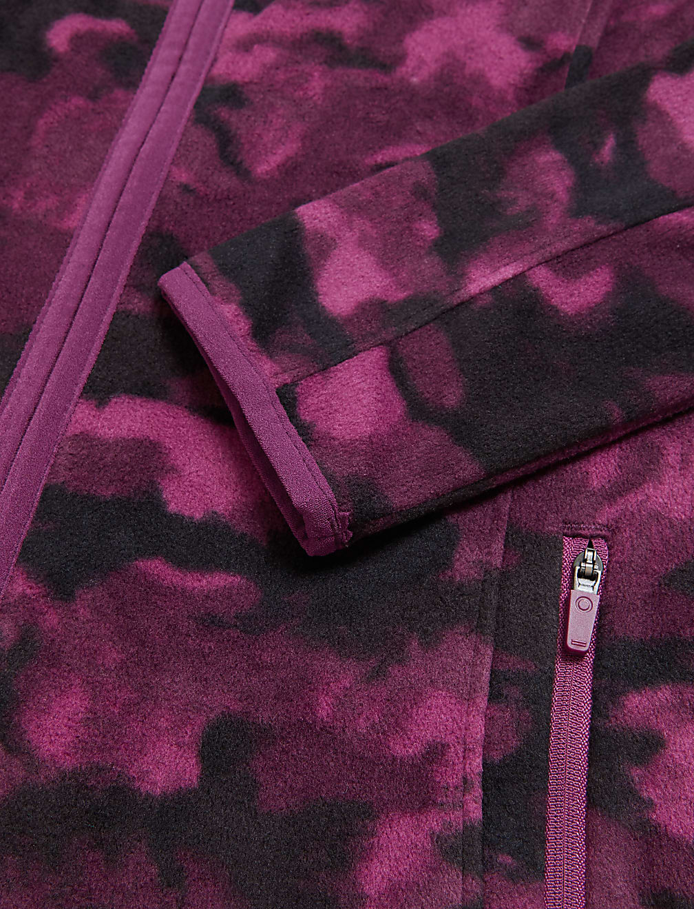 Printed Funnel Neck Fleece Jacket