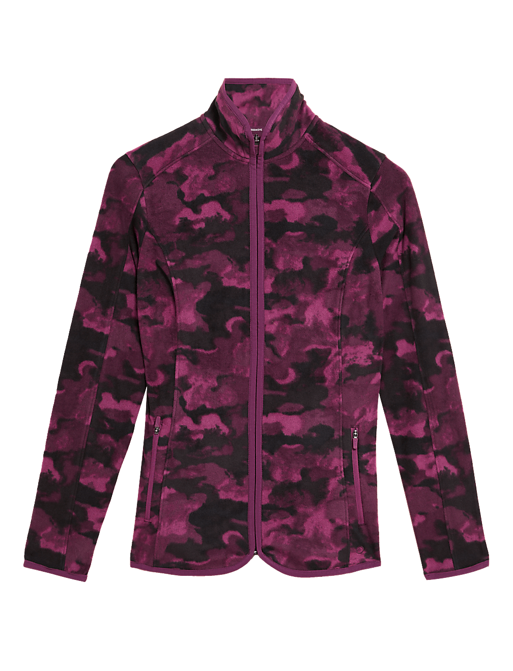 Printed Funnel Neck Fleece Jacket