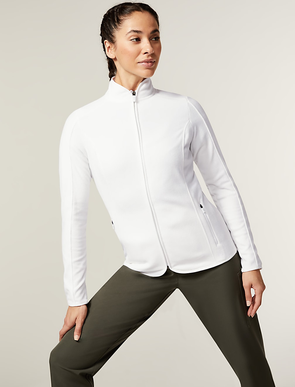 Slim Fit Standing Collar Fleece Jacket