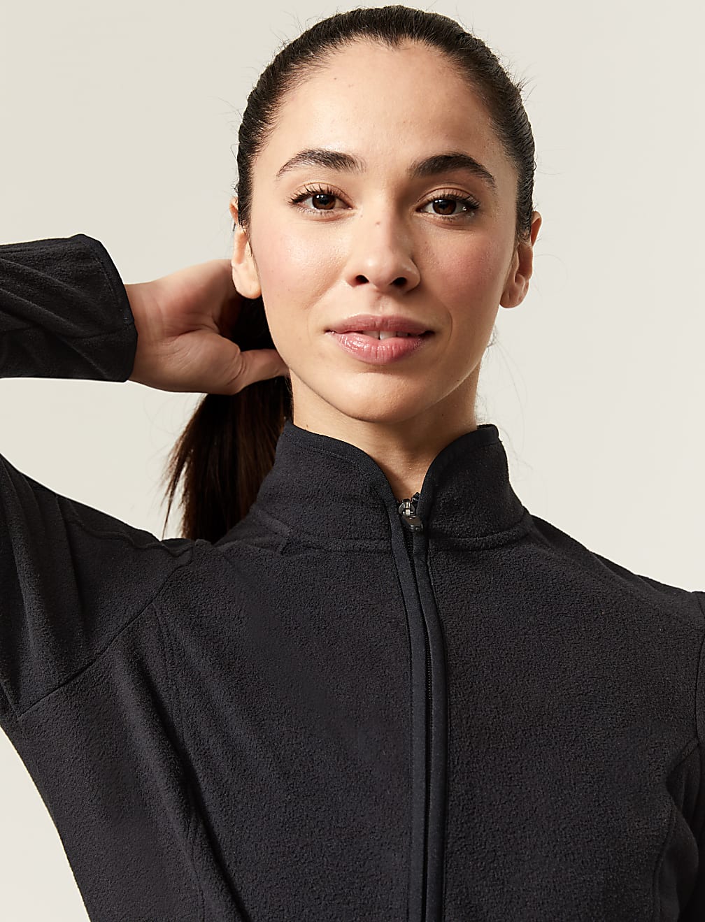 Slim Fit Standing Collar Fleece Jacket