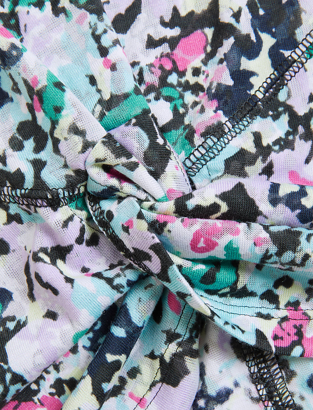Printed Twist Front Cropped T-Shirt