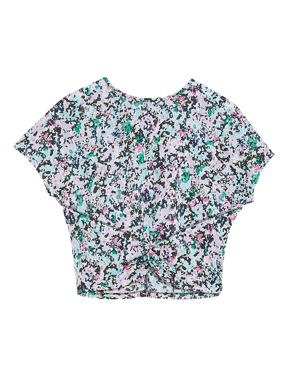 Printed Twist Front Cropped T-Shirt