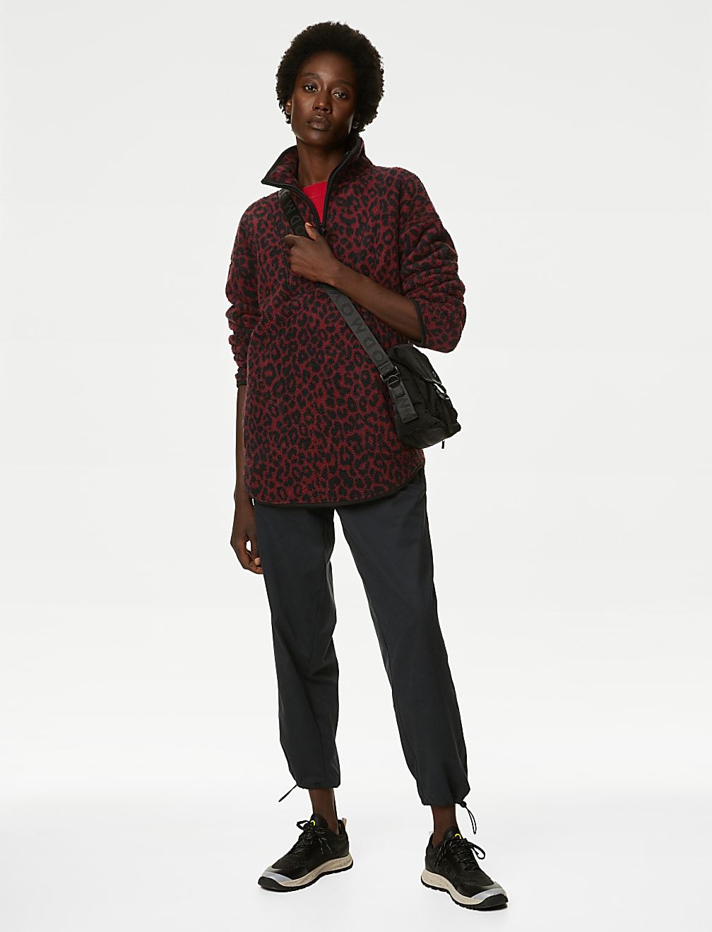 Half Zip Animal Print Fleece Jacket