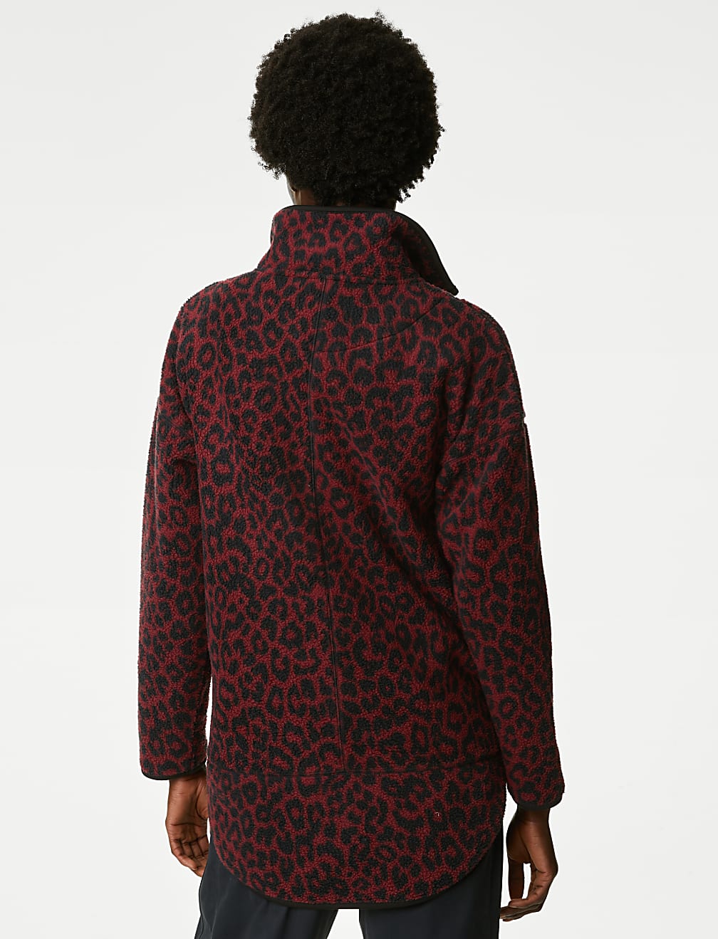 Half Zip Animal Print Fleece Jacket