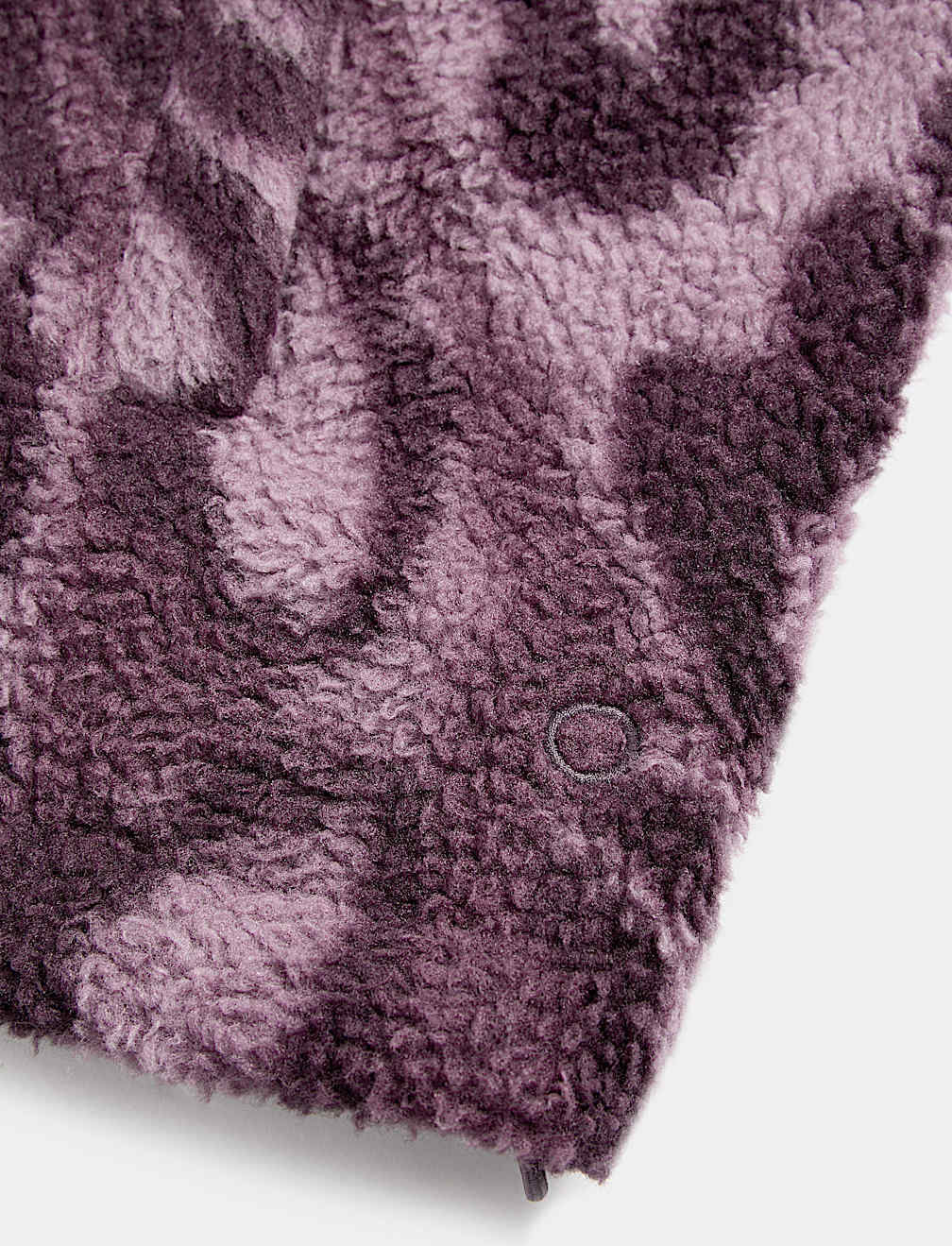 Borg Printed Funnel Neck Zip Up Fleece Jacket