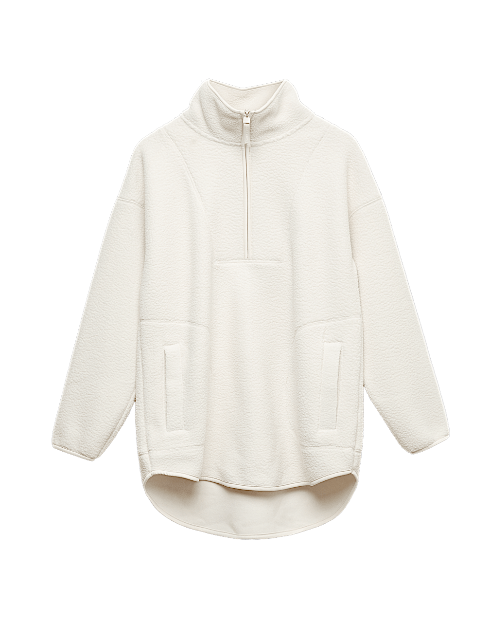 Borg Half Zip Funnel Neck Longline Fleece
