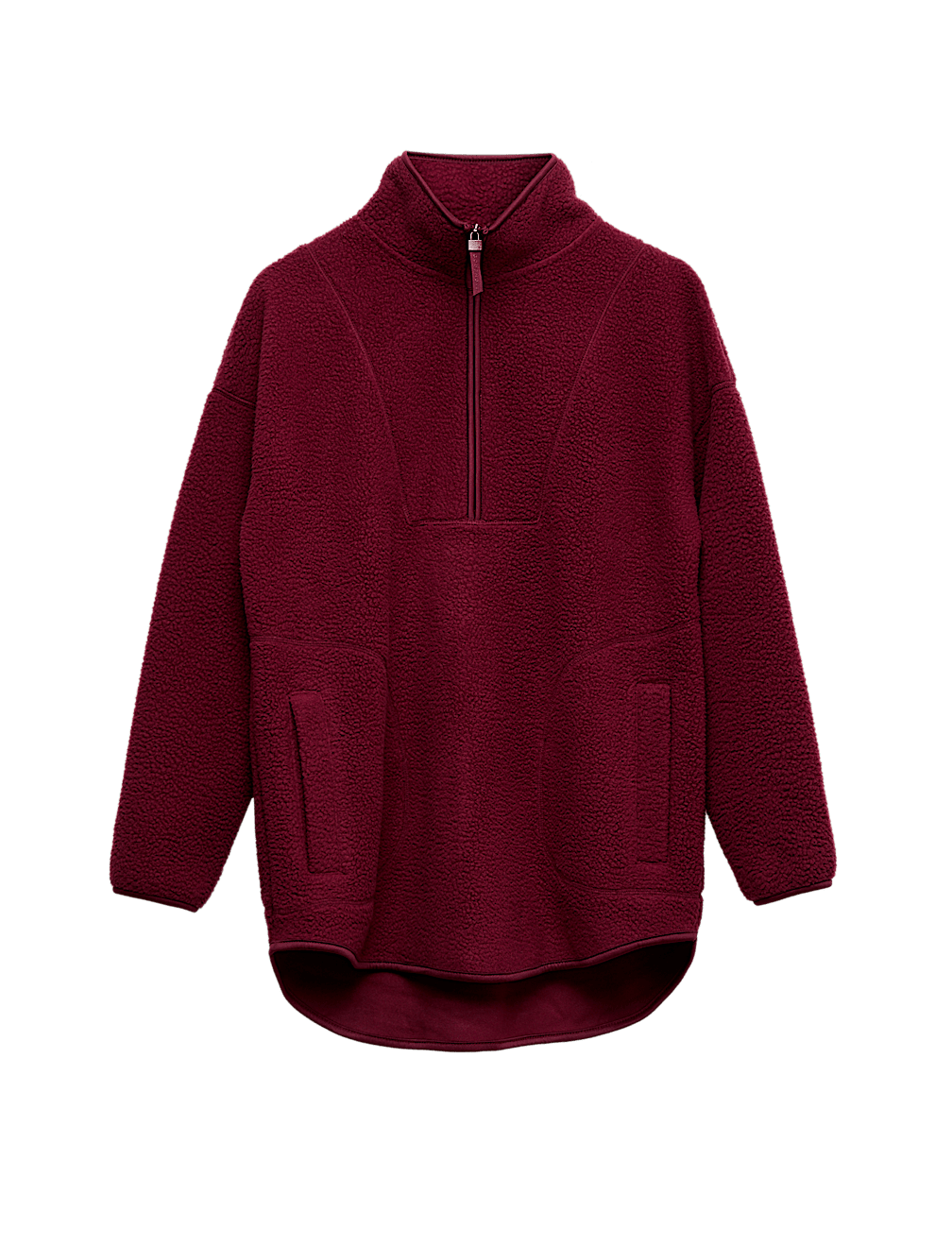 Borg Half Zip Funnel Neck Longline Fleece