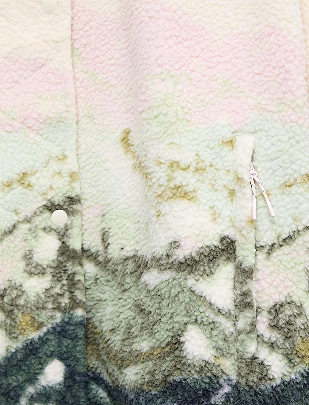 Borg Printed Funnel Neck Fleece Jacket