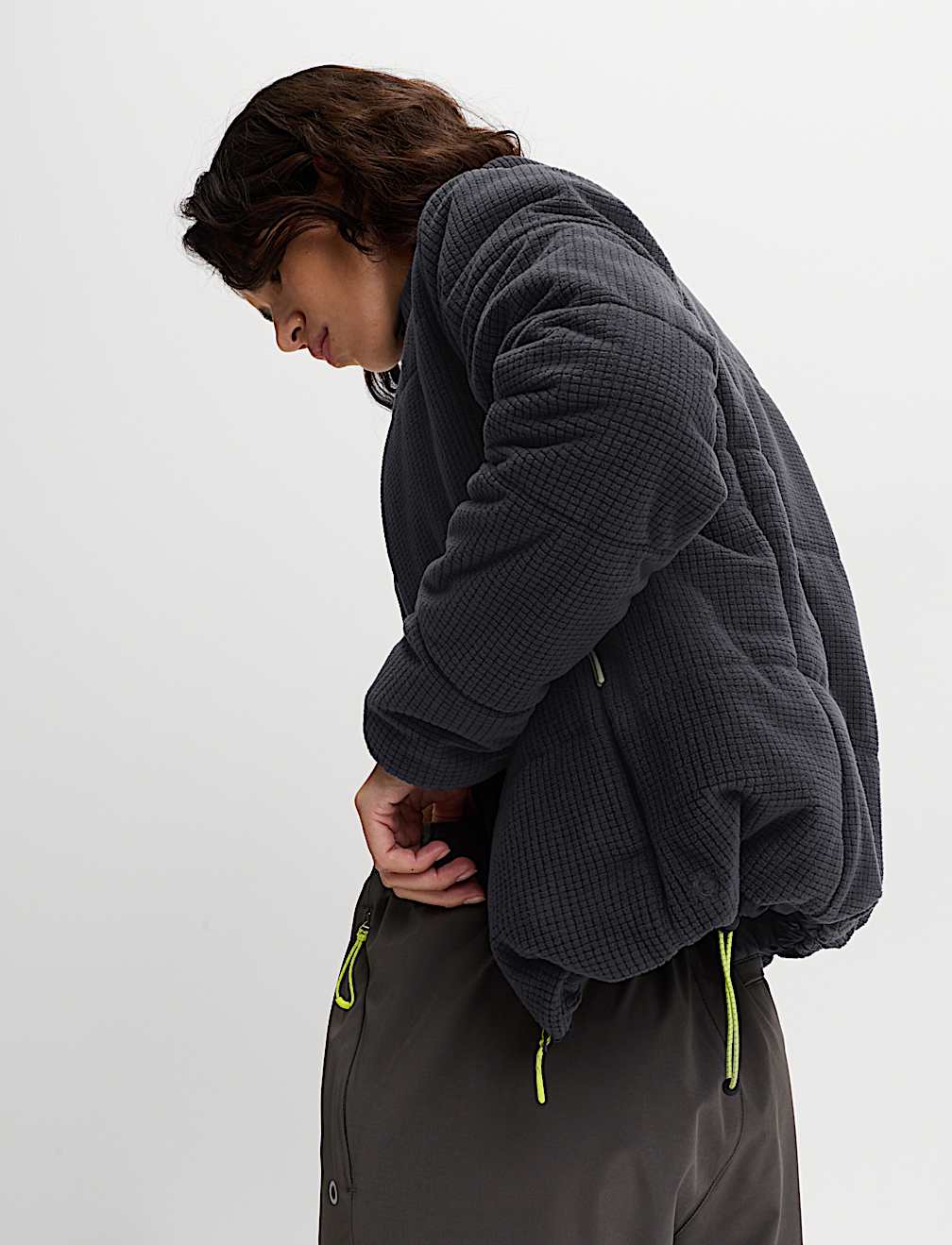 Textured Funnel Neck Puffer Jacket