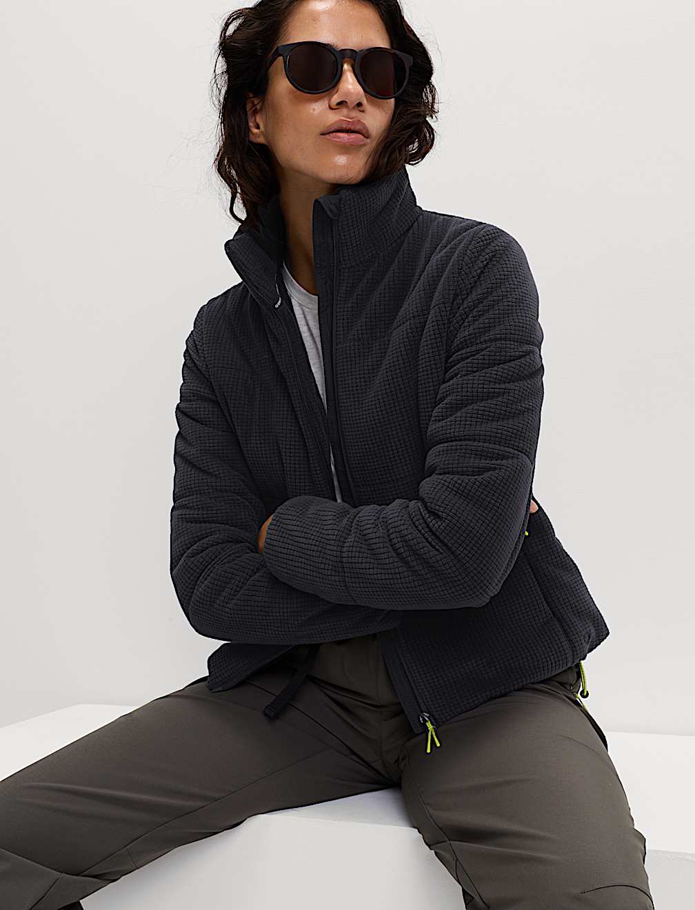 Textured Funnel Neck Puffer Jacket