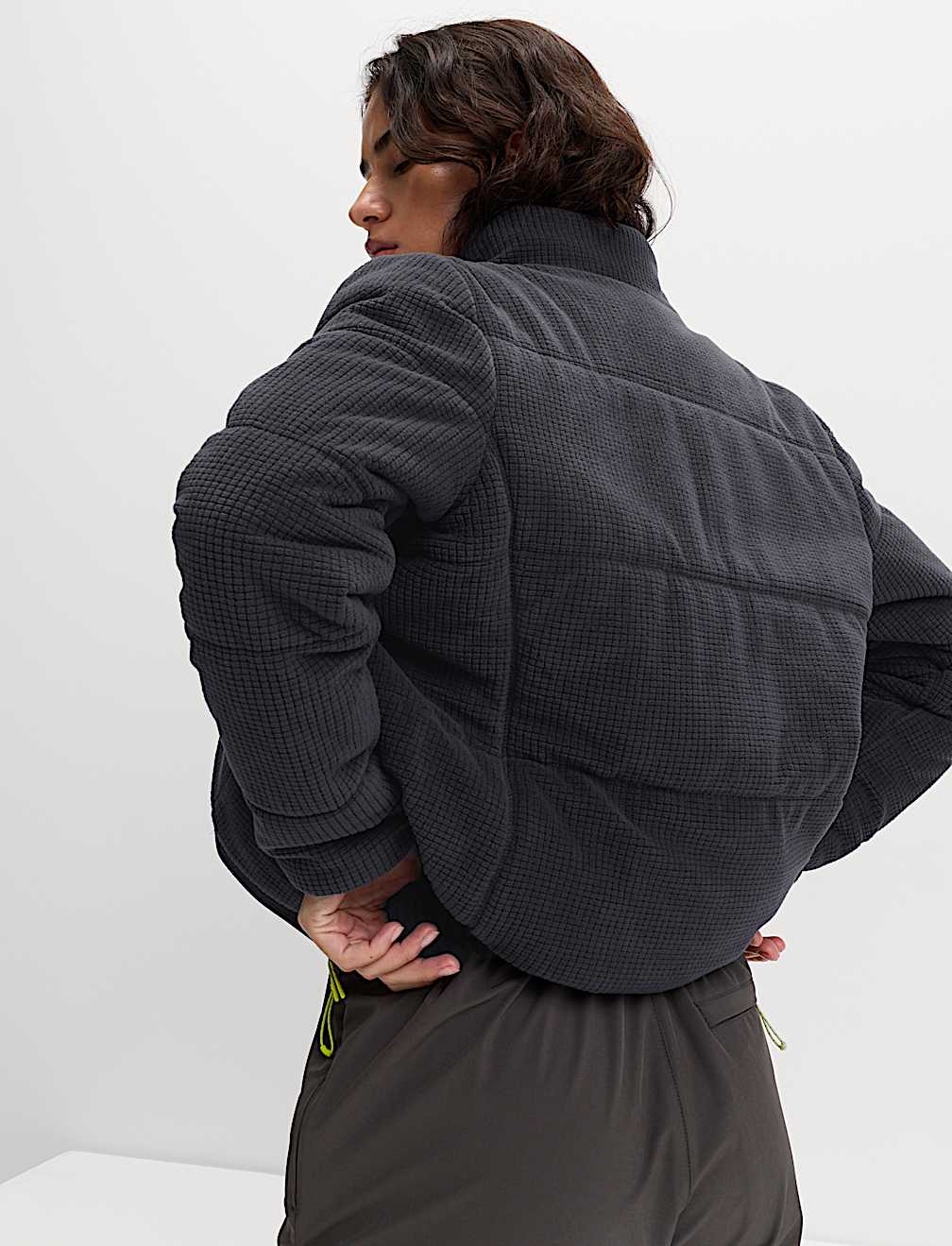 Textured Funnel Neck Puffer Jacket