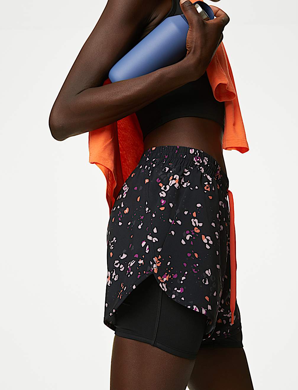 Woven Printed Layered Running Shorts