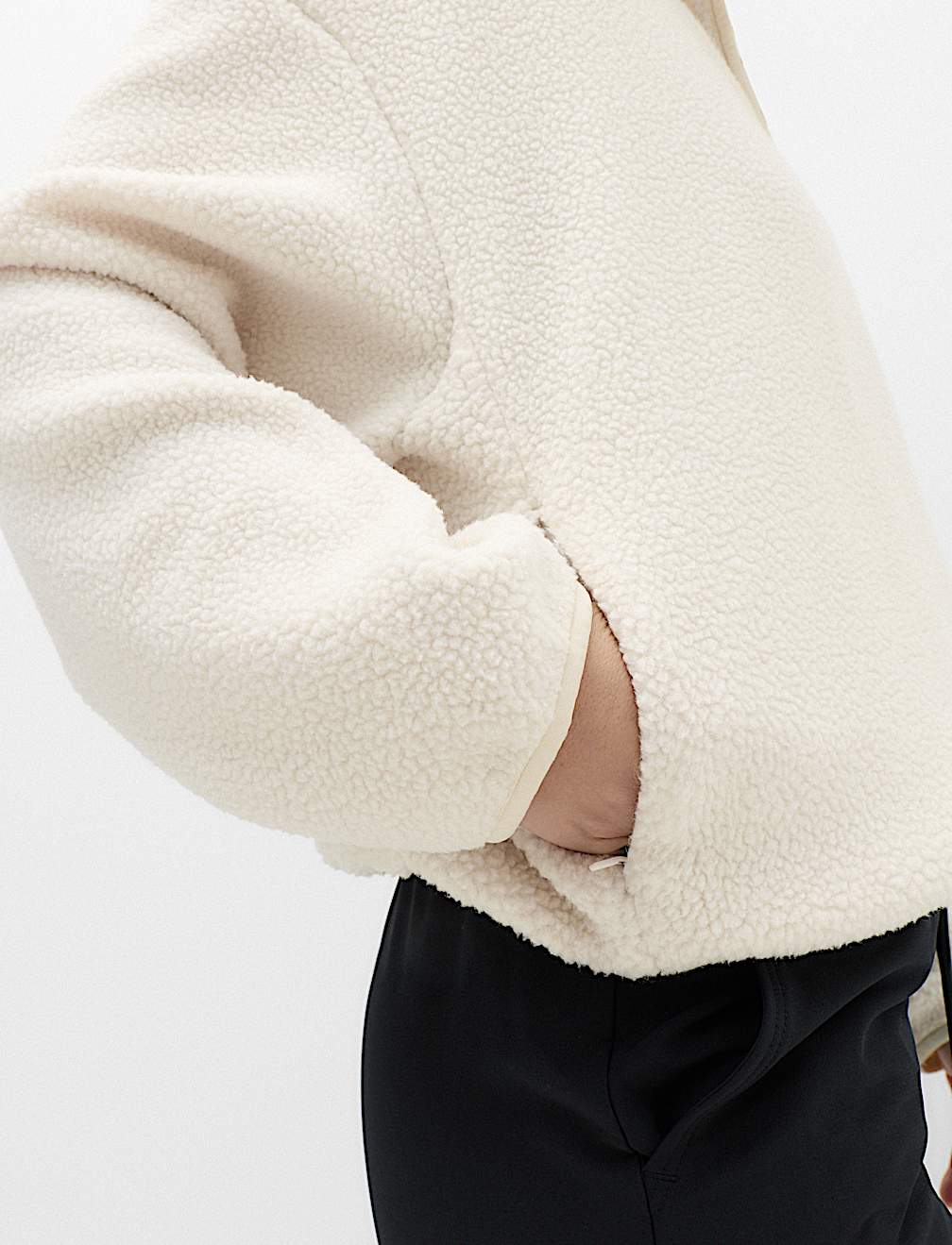 Borg Half Zip Hooded Fleece Jacket