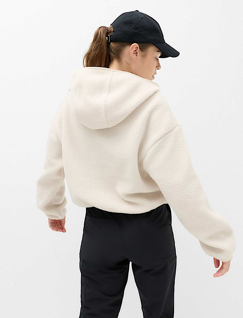 Borg Half Zip Hooded Fleece Jacket