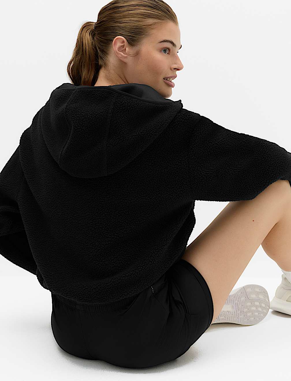 Borg Half Zip Hooded Fleece Jacket