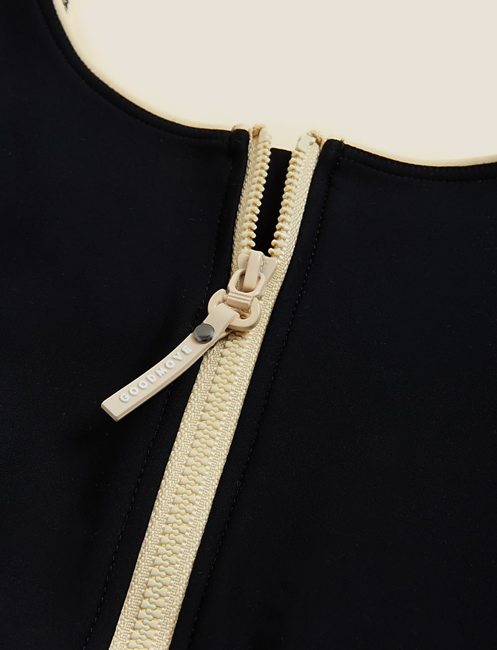 Zip Up Scoop Neck Bikini Top