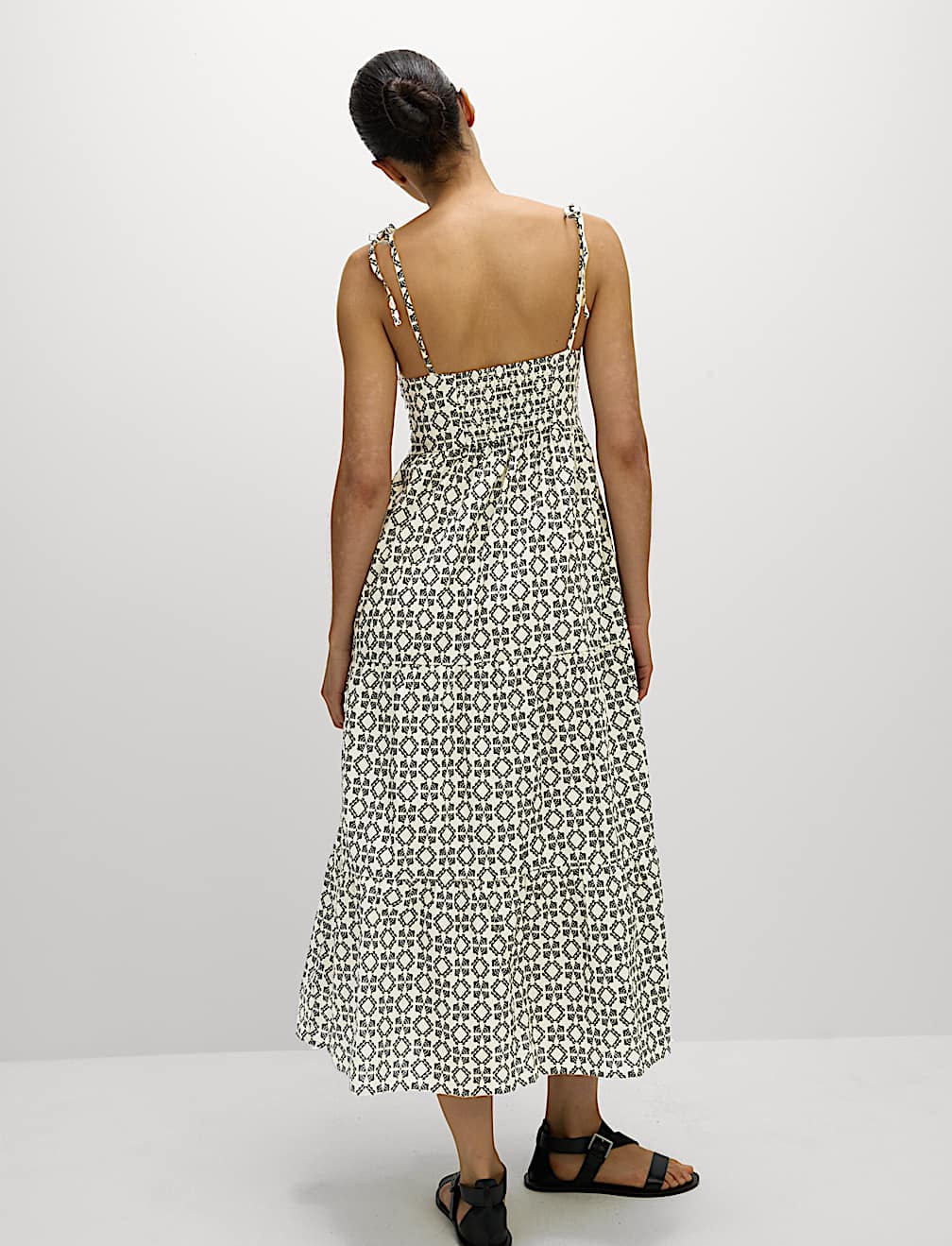 Pure Cotton Printed V-Neck Midaxi Beach Dress