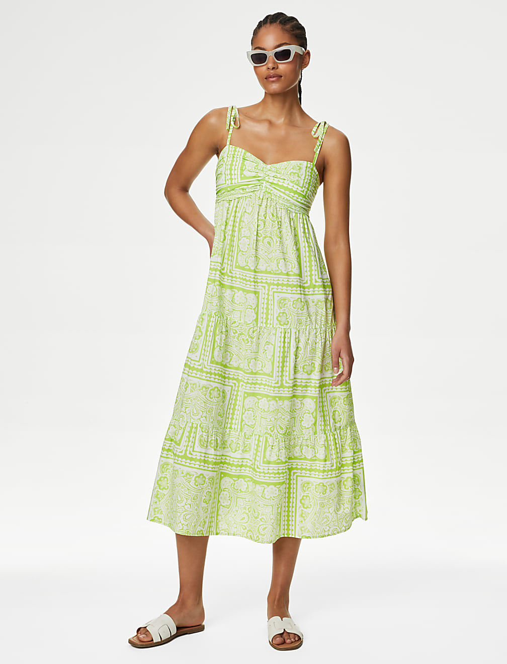 Buy Pure Cotton Printed V-Neck Midaxi Beach Dress at Marks & Spencer