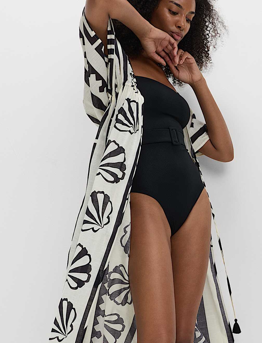 Pure Cotton Shell Print Maxi Kaftan