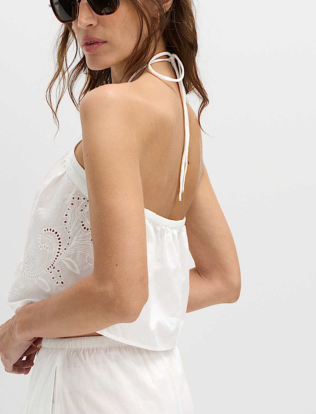 Pure Cotton Placement Cutwork Beach Top