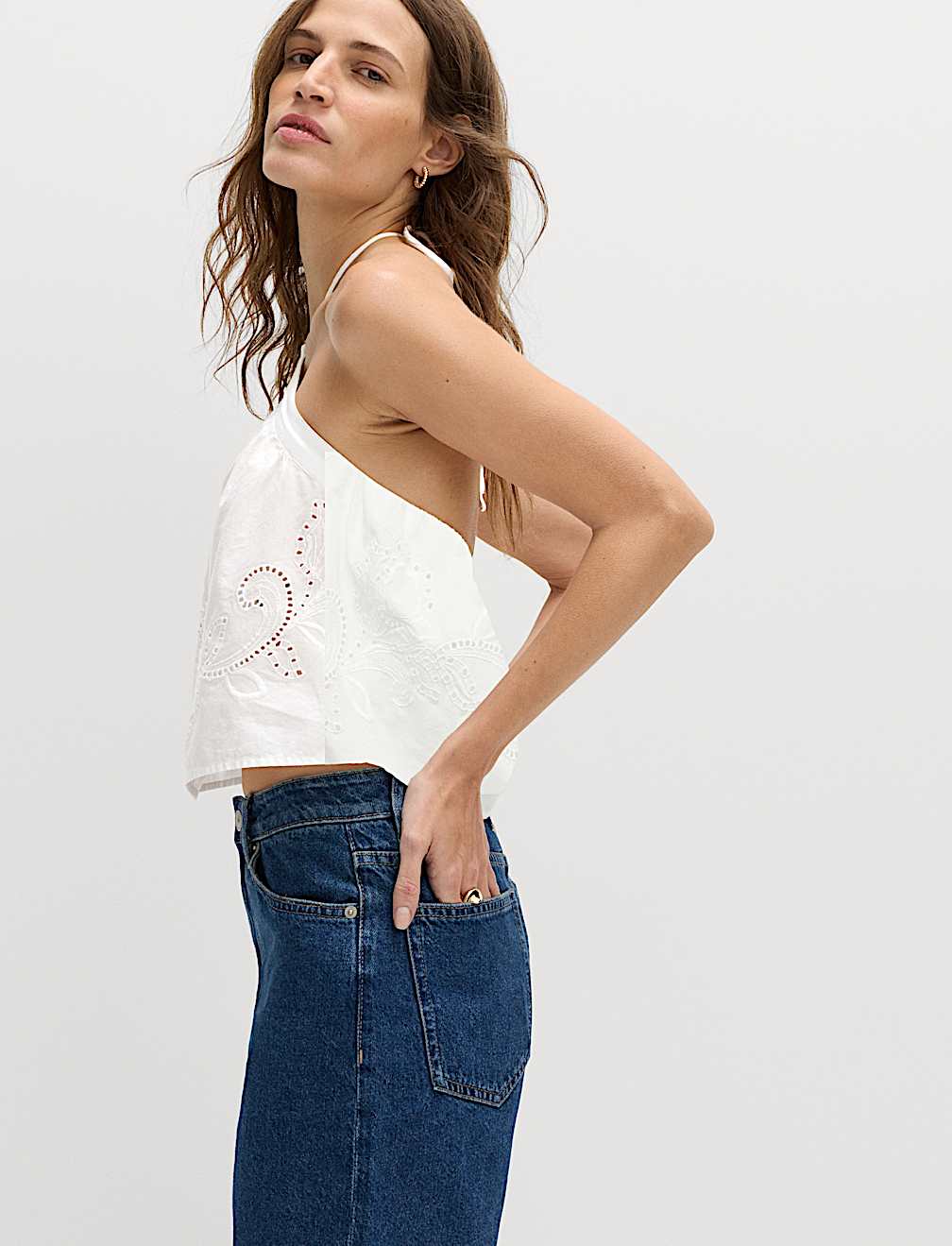 Pure Cotton Placement Cutwork Beach Top