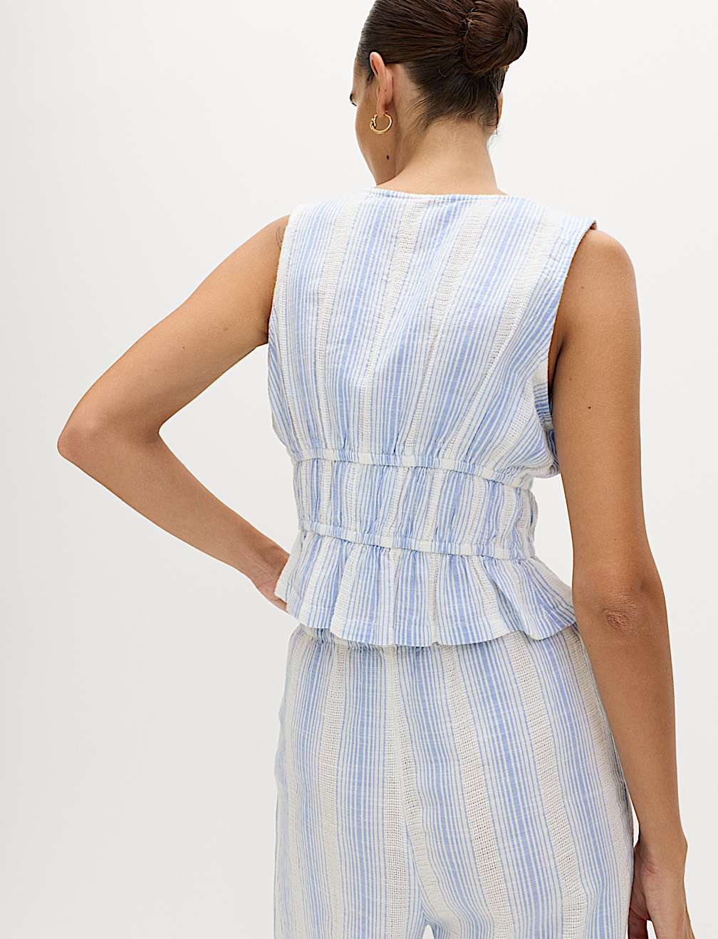 Pure Cotton Striped Tie Front Beach Top