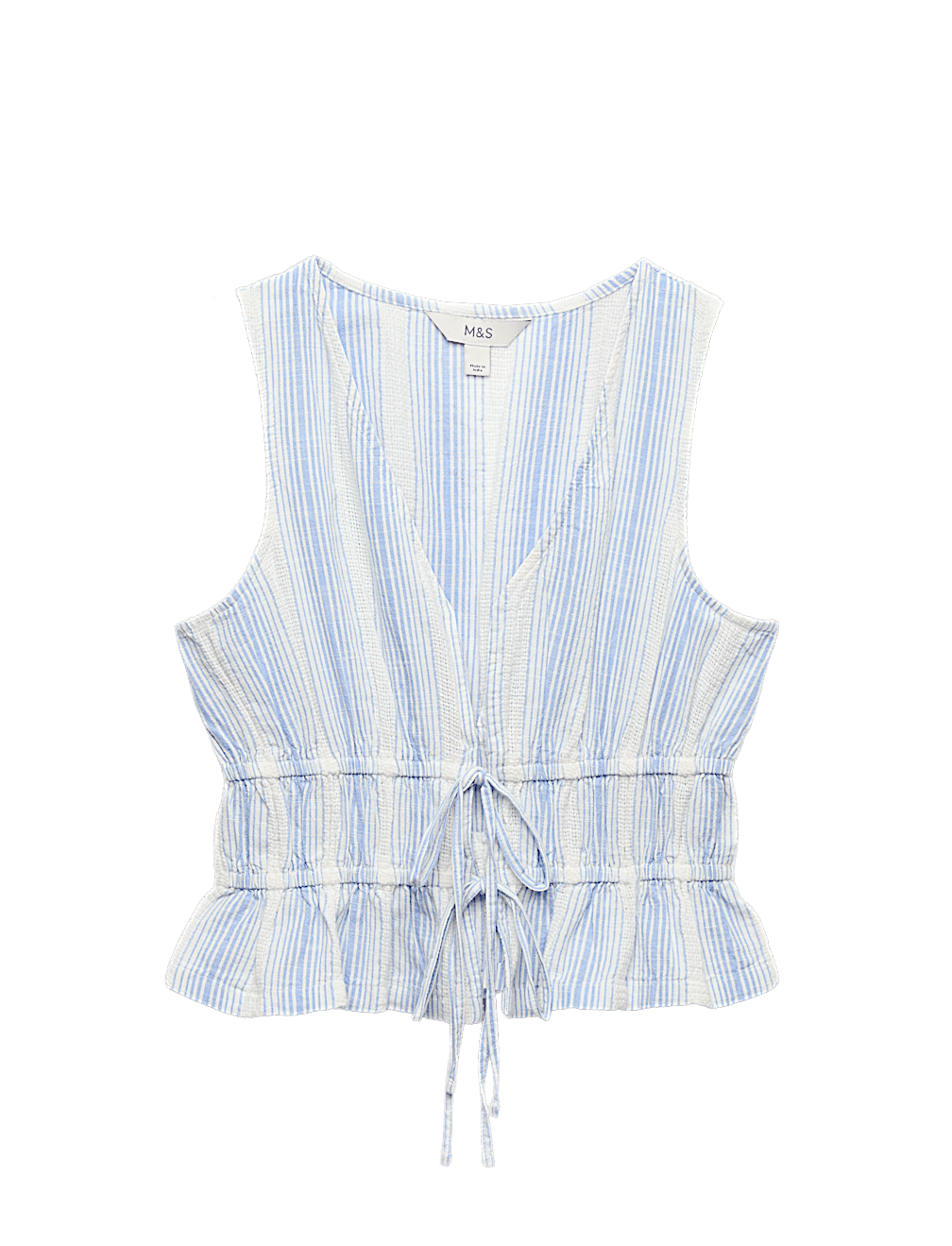 Pure Cotton Striped Tie Front Beach Top