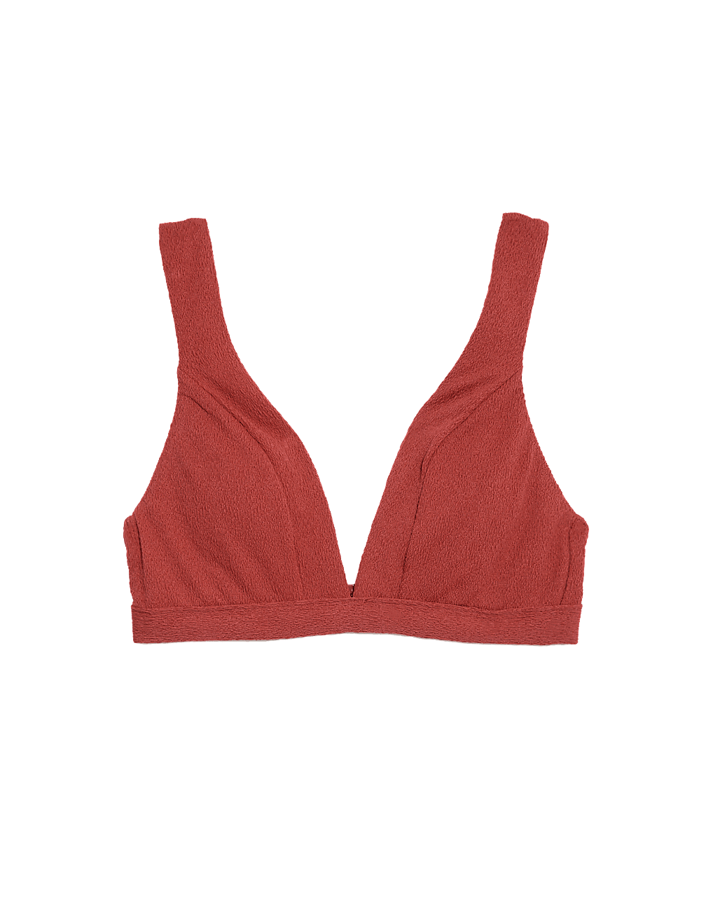 Textured Padded Plunge V-Neck Bikini Top