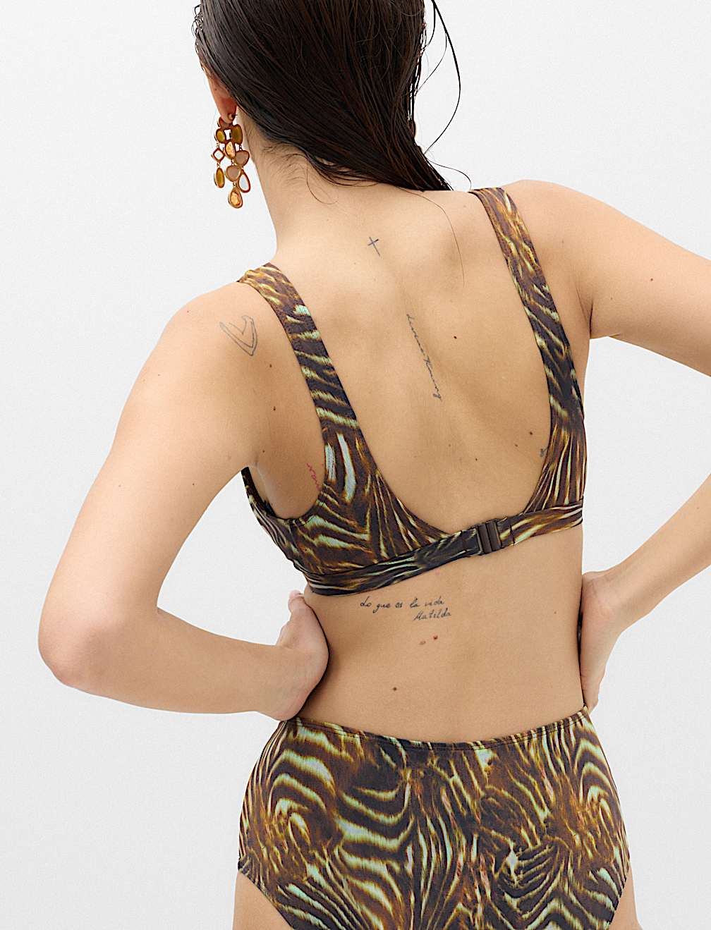 Animal Print Padded Plunge Bikini Top