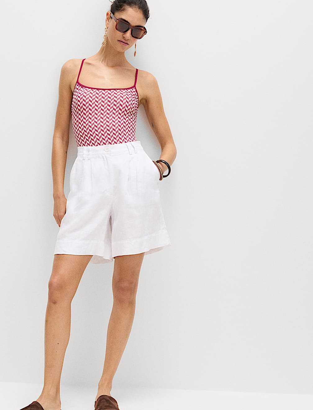 Jacquard Textured Scoop Neck Swimsuit