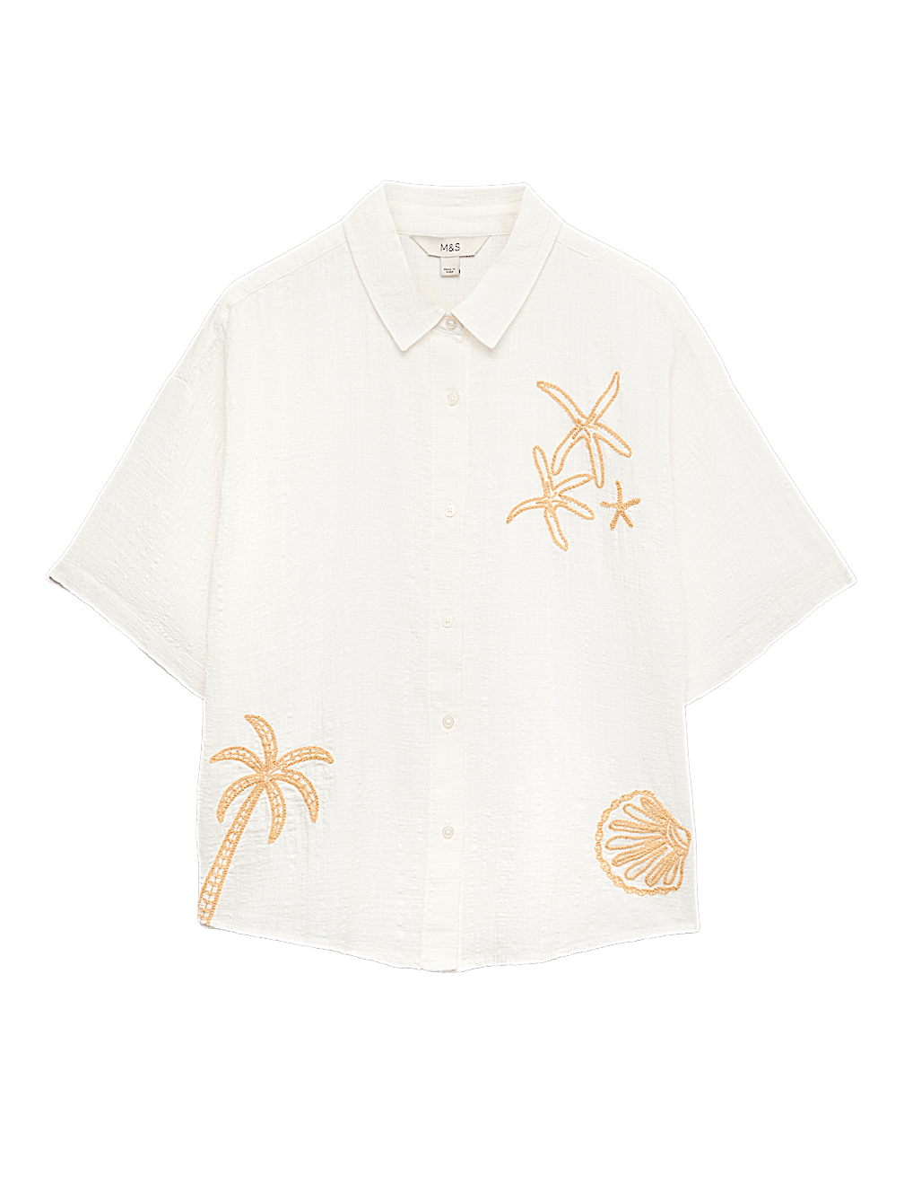 Cotton Rich Embroidered Short Sleeve Beach Shirt