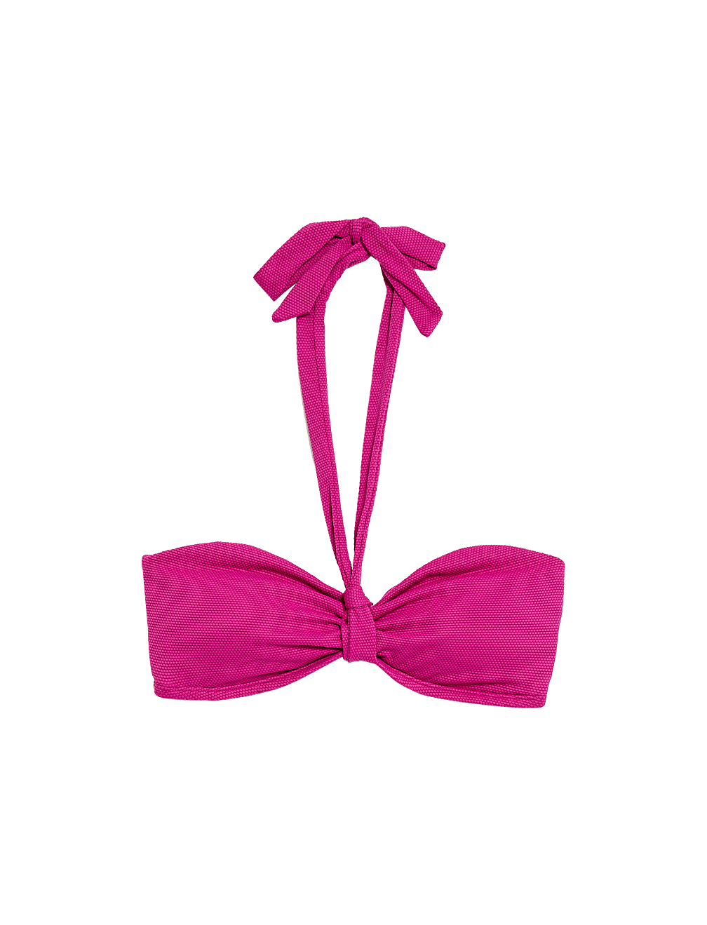 Textured Padded Tie Detail Halterneck Bikini Top