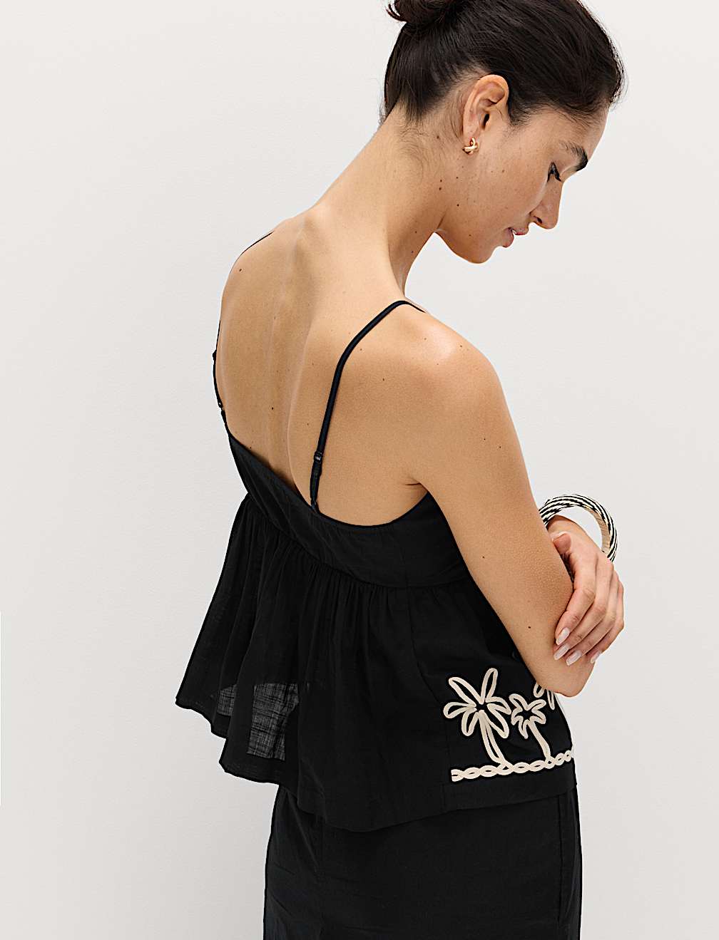 Pure Cotton Embroidered Cami Beach Top