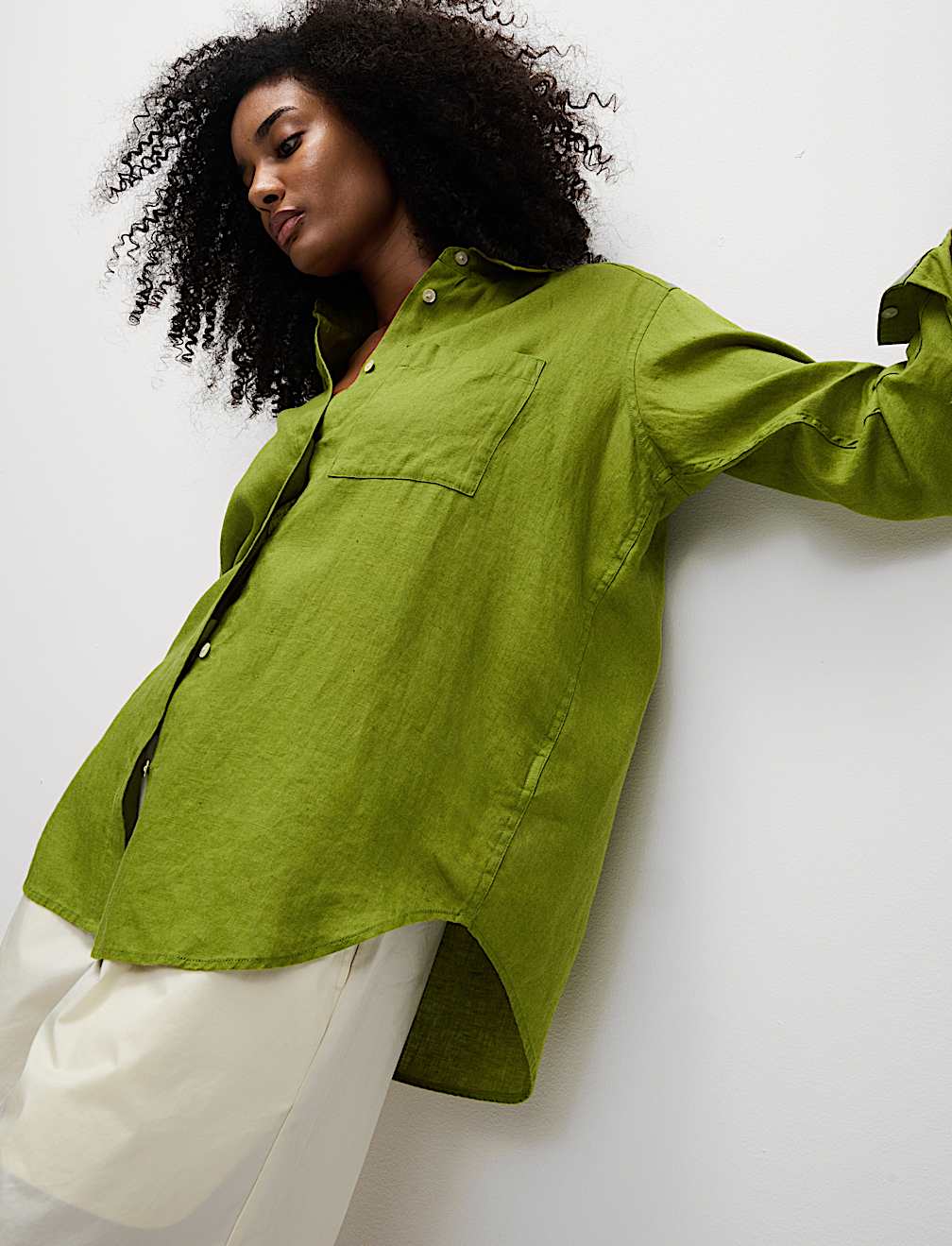Pure Linen Oversized Girlfriend Style Shirt