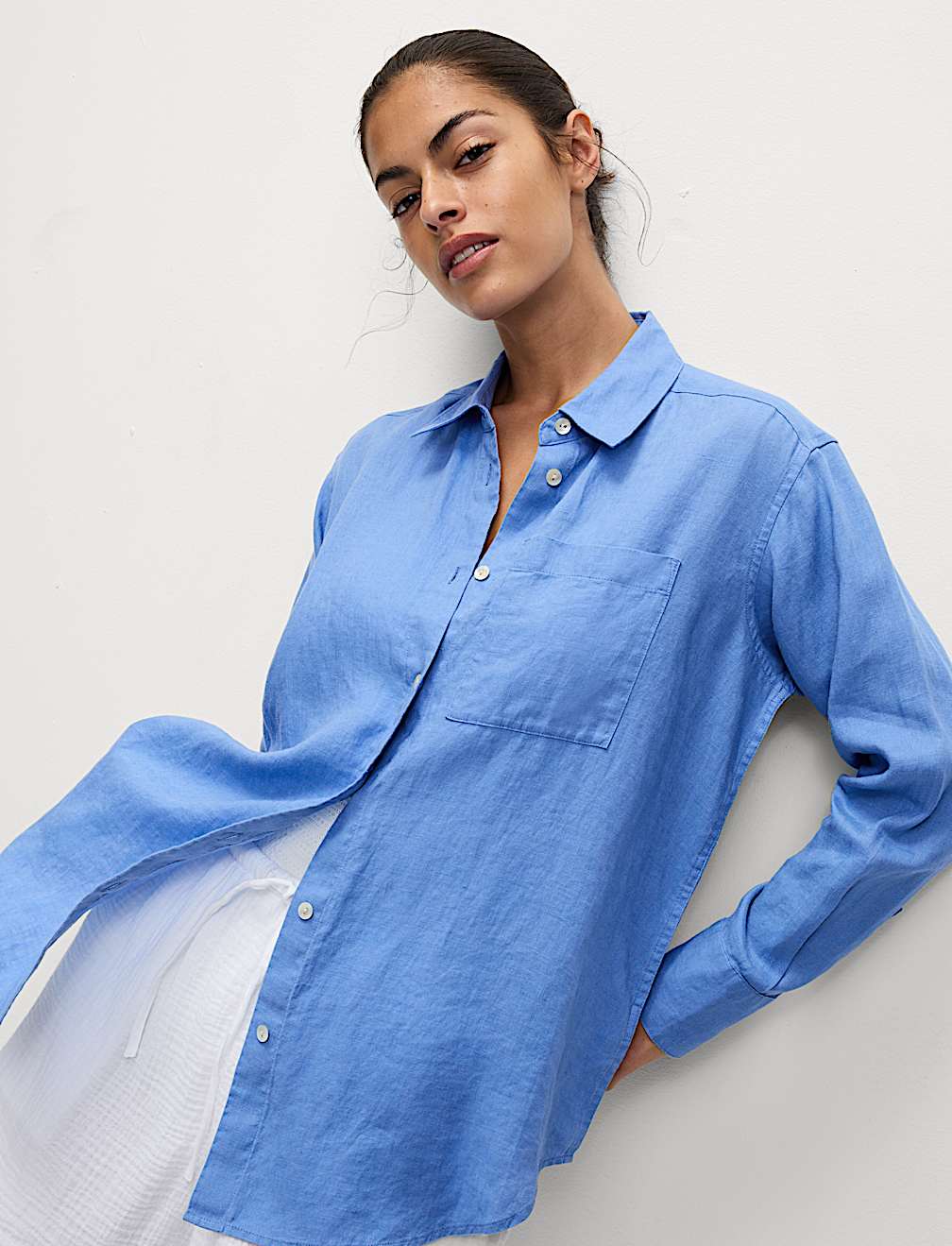 Pure Linen Oversized Girlfriend Style Shirt