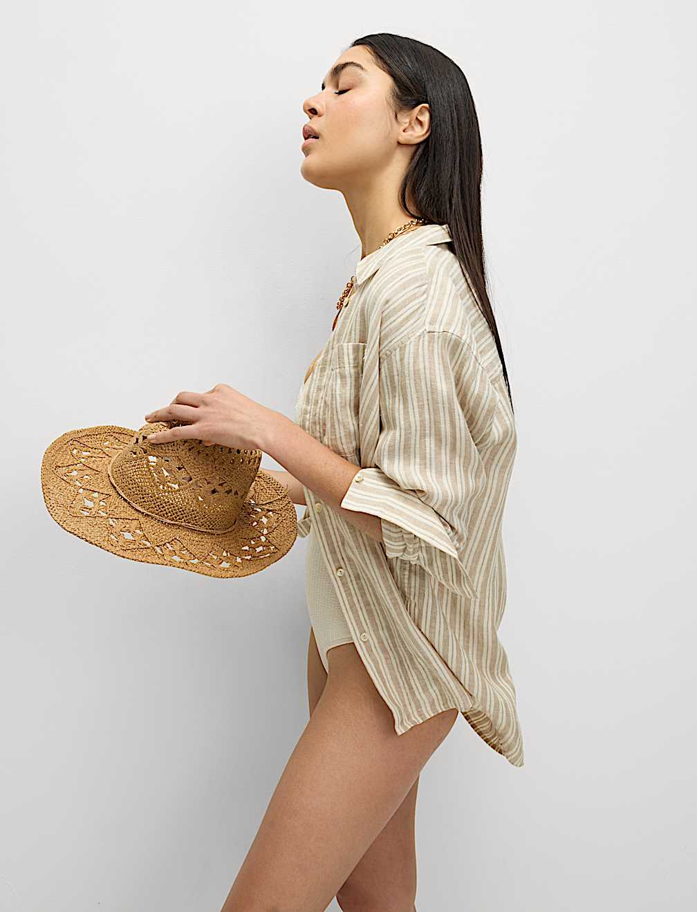 Pure Linen Collared Oversized Girlfriend Style Shirt