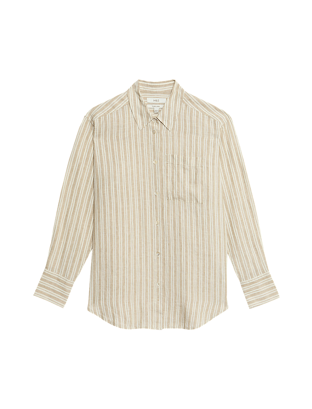 Pure Linen Collared Oversized Girlfriend Style Shirt