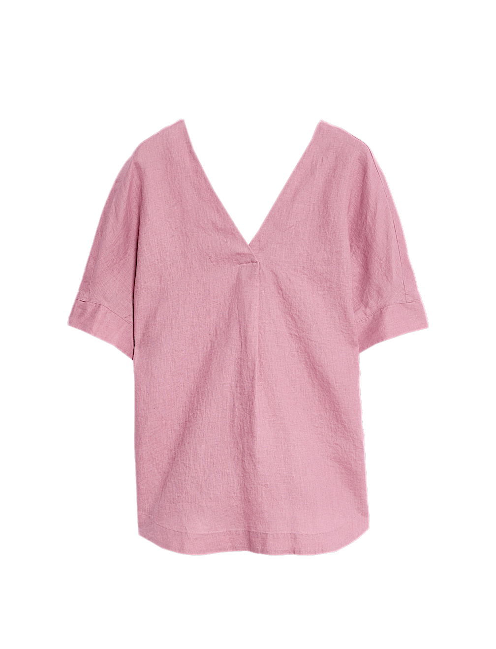 Pure Linen V-Neck Relaxed Popover Blouse